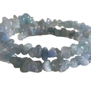Handcrafted, aquamarine wrap bracelet.